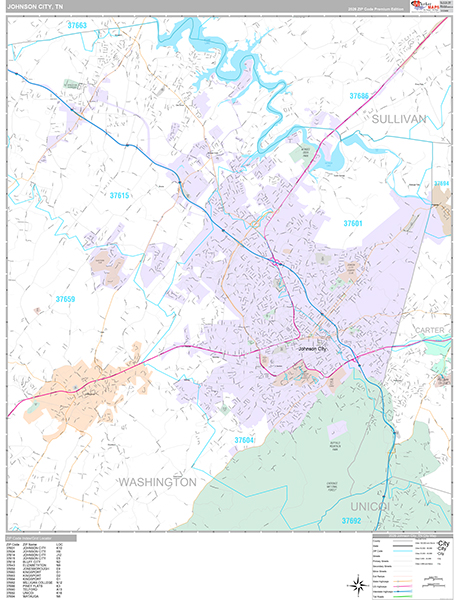 Johnson City Wall Map